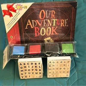 Scrapbook Our Adventure Book with Alphabet Stamps and 4 Ink Pads DIY Art Bundle